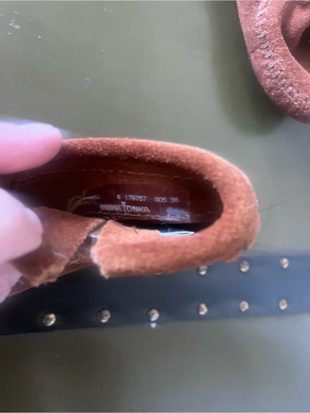 Minnetonka Kids brown Suede Fringe Moccasins with Side Zip